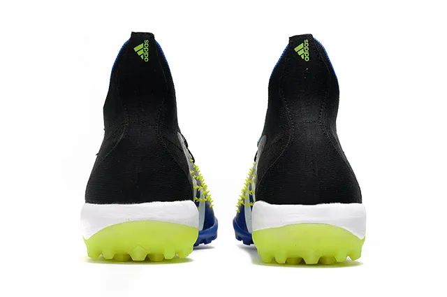 Adidas Noir Bleu Haut-Coupé Col Ajusté à la Chaussette Lacets Asymétriques Chaussures de Football sur Gazon 3