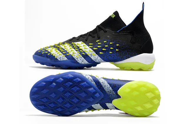 Adidas Noir Bleu Haut-Coupé Col Ajusté à la Chaussette Lacets Asymétriques Chaussures de Football sur Gazon 5
