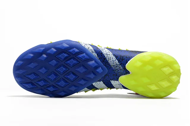 Adidas Noir Bleu Haut-Coupé Col Ajusté à la Chaussette Lacets Asymétriques Chaussures de Football sur Gazon 6
