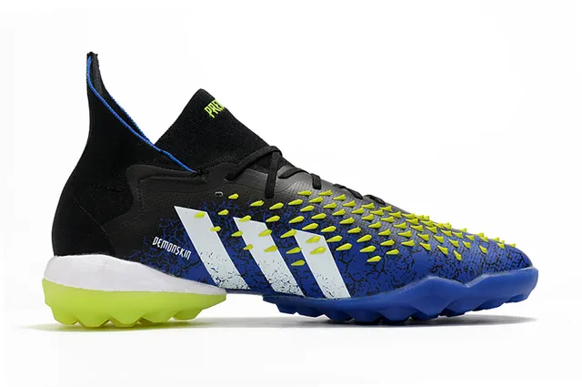 Adidas Noir Bleu Haut-Coupé Col Ajusté à la Chaussette Lacets Asymétriques Chaussures de Football sur Gazon 7
