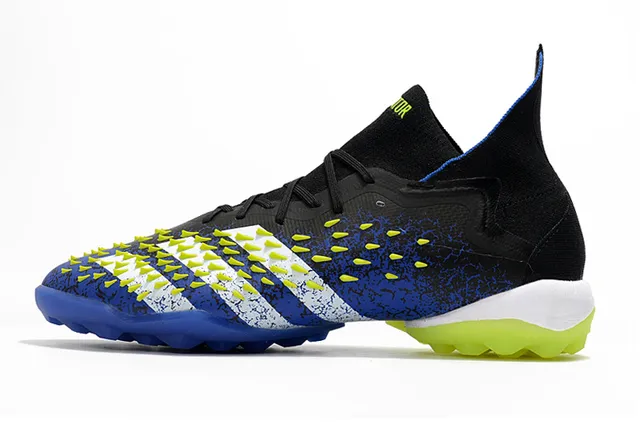 Adidas Noir Bleu Haut-Coupé Col Ajusté à la Chaussette Lacets Asymétriques Chaussures de Football sur Gazon 8