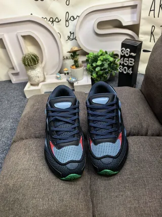 Adidas Black Blue Layered Cage Construction Mesh And Synthetic Overlay Chunky Sneakers 10
