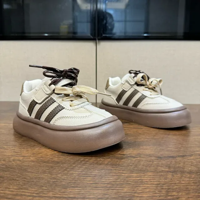 Adidas Black Brown Platform Sole Three-Stripe Side Panel Lifestyle Sneakers 23