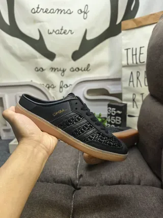Adidas Noir Brun Cuir Tissé Supérieur Lacets Mule Silhouette Lifestyle Sneakers 5