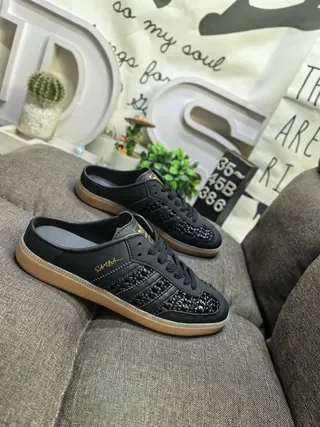 Adidas Noir Brun Cuir Tissé Supérieur Lacets Mule Silhouette Lifestyle Sneakers 9