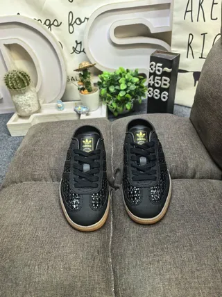 Adidas Noir Brun Cuir Tissé Supérieur Lacets Mule Silhouette Lifestyle Sneakers 10