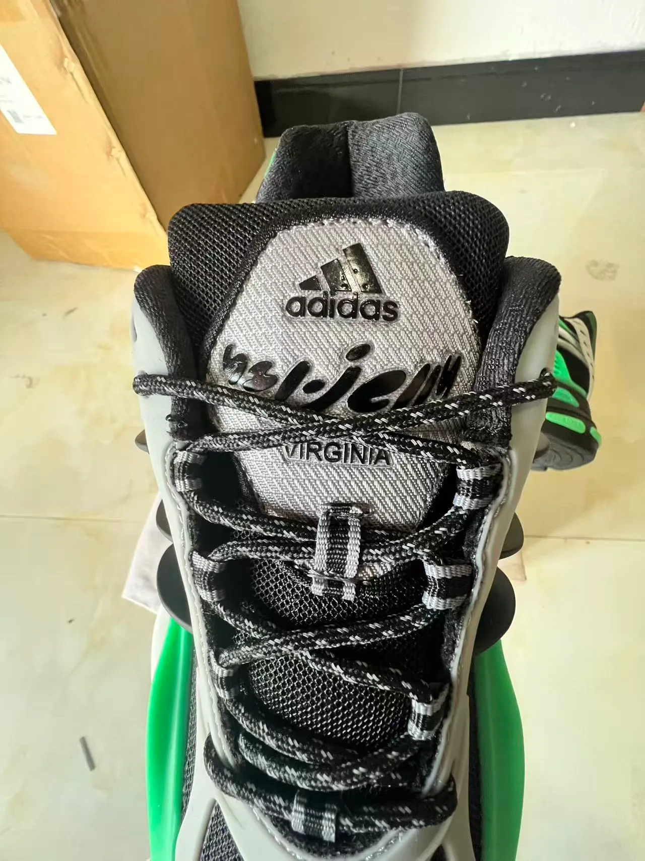 Adidas Black Green Sculpted Sole Multi-Layered TPU Cage Chunky Sneakers 4