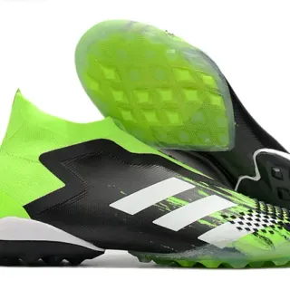 Adidas Negro y verde con cuello de punto ajuste a la bota asimétrico sintético jaula césped zapatillas de fútbol