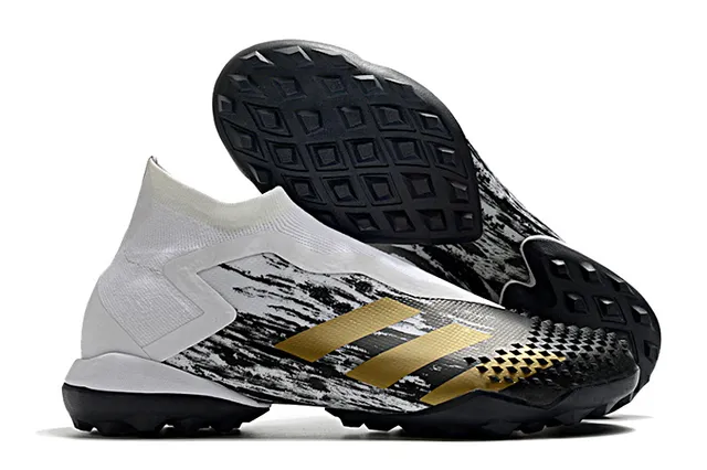 Adidas Chaussures de football synthétiques pour pelouse noire et verte avec col tricoté asymétrique cage 4