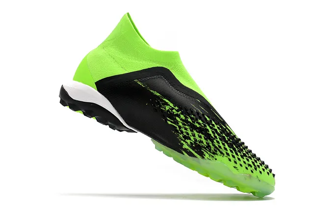 Adidas Chaussures de football synthétiques pour pelouse noire et verte avec col tricoté asymétrique cage 6