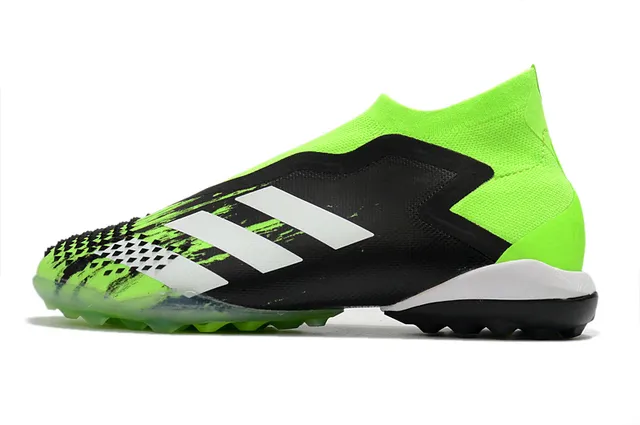 Adidas Chaussures de football synthétiques pour pelouse noire et verte avec col tricoté asymétrique cage 8