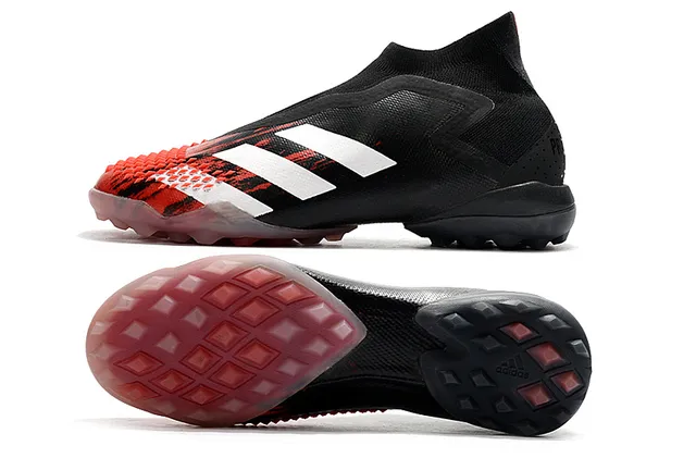 Adidas Chaussures de football synthétiques pour pelouse noire et verte avec col tricoté asymétrique cage 23