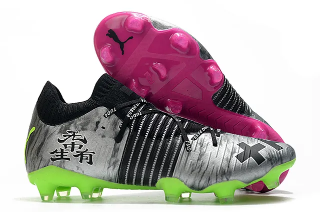 Adidas Chaussures de football noir rose avec overlay de motif de craquelure, accents vert lime néon, surface ferme 6