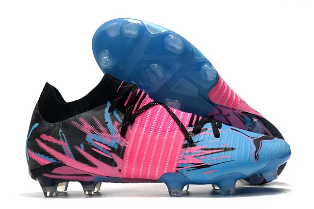 Adidas Chaussures de football noir rose avec overlay de motif de craquelure, accents vert lime néon, surface ferme 10