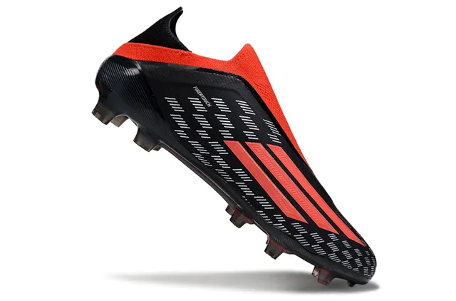 Adidas Black Red Low-Cut Sock-Fit Collar Textured Synthetic Upper Firm-Ground Soccer Shoes 2