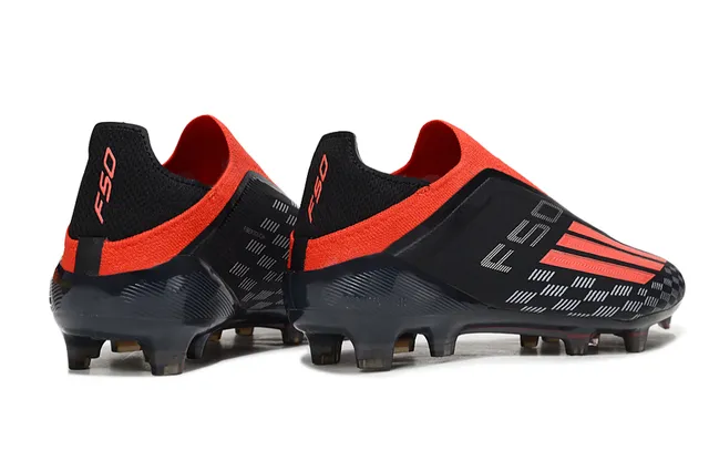 Adidas Black Red Low-Cut Sock-Fit Collar Textured Synthetic Upper Firm-Ground Soccer Shoes 5
