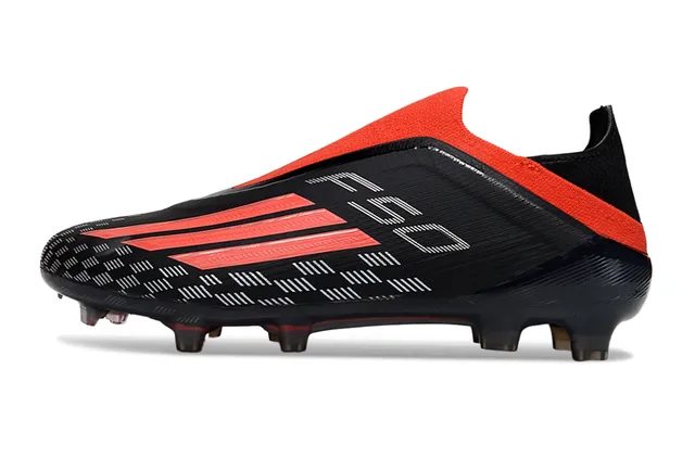 Adidas Black Red Low-Cut Sock-Fit Collar Textured Synthetic Upper Firm-Ground Soccer Shoes 7