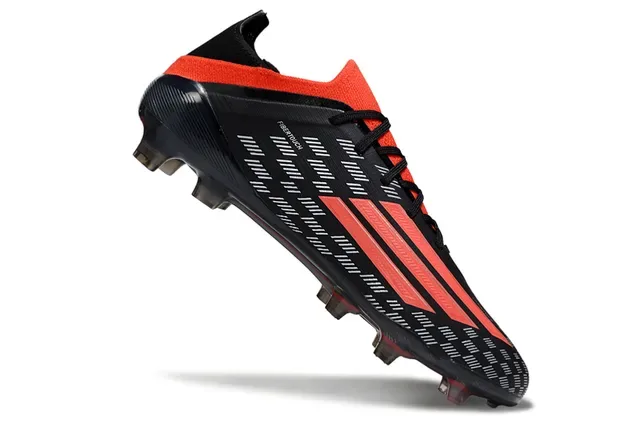 Adidas Preto Vermelho Baixo Corte Upper Sintético Moldados FG Studs Campo Firme Sapatos de Futebol 2
