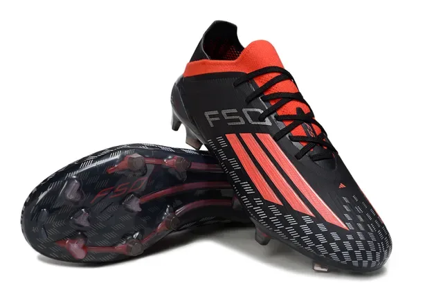 Adidas Preto Vermelho Baixo Corte Upper Sintético Moldados FG Studs Campo Firme Sapatos de Futebol 4