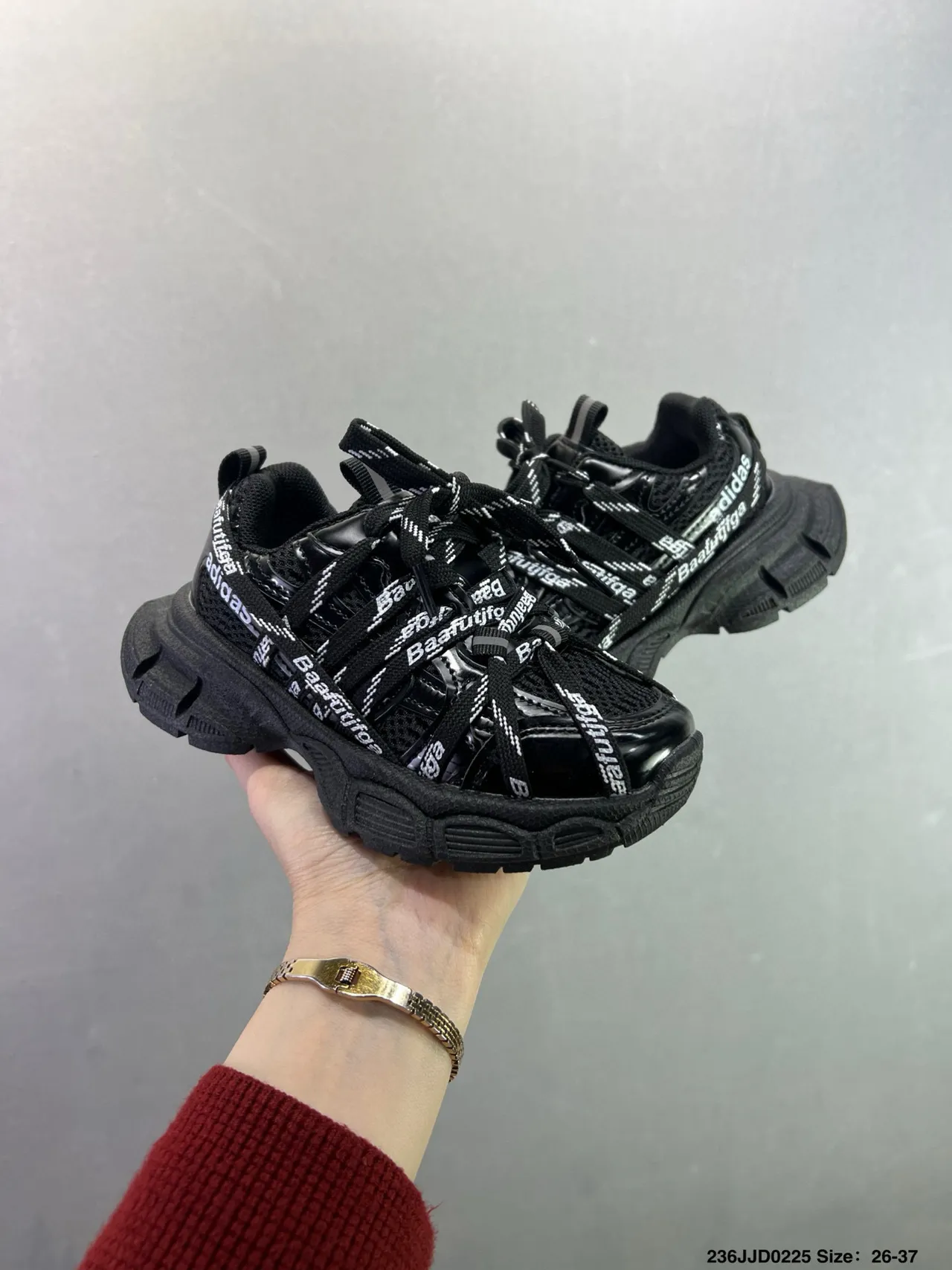 Adidas Black Silver Chunky Sole Mesh-Synthetic Hybrid Upper Sneakers 7