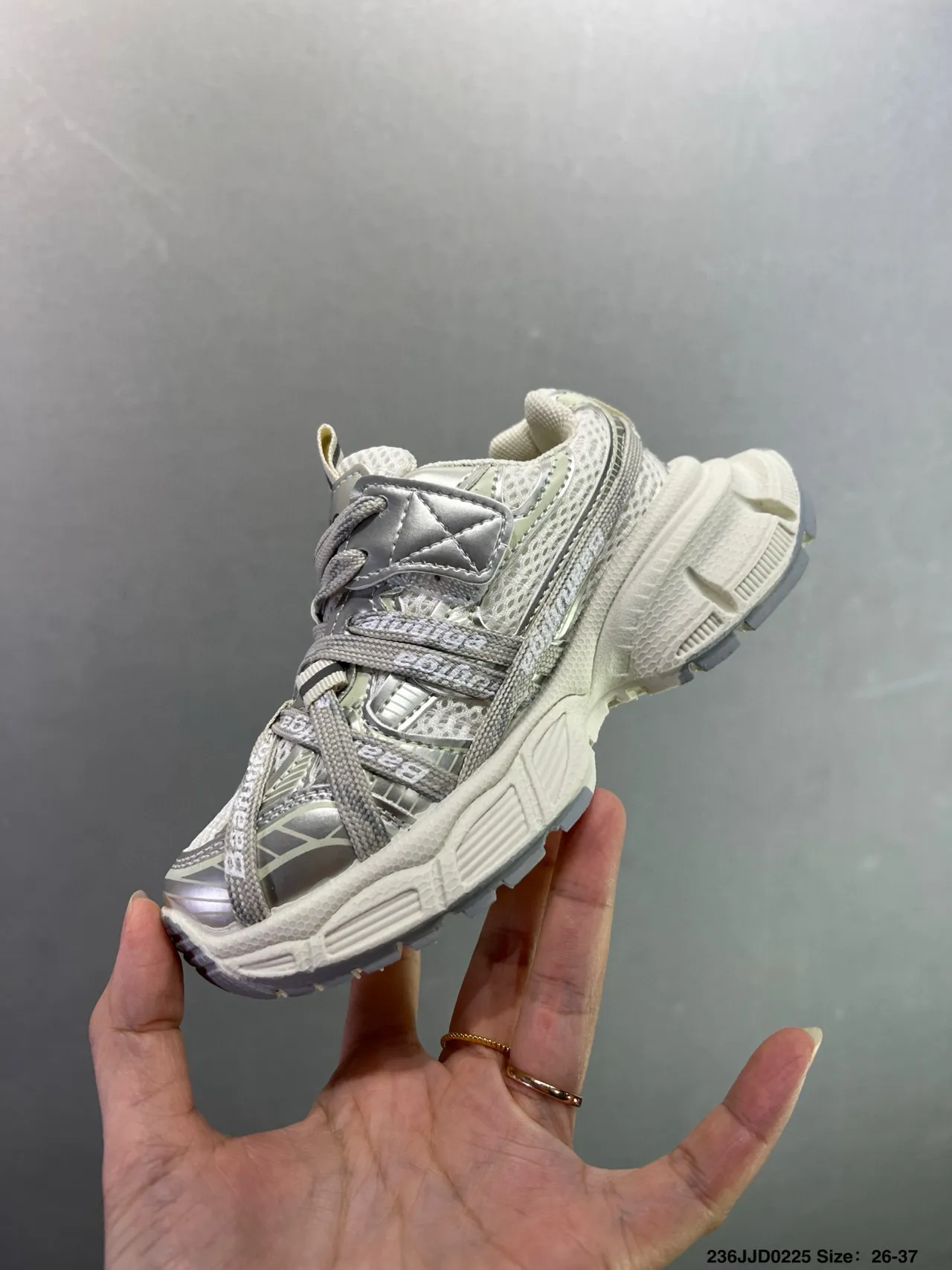 Adidas Black Silver Chunky Sole Mesh-Synthetic Hybrid Upper Sneakers 11