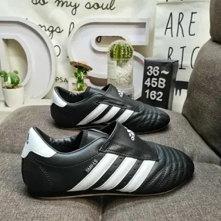 Adidas Black White Laceless Quilted Toe Indoor Soccer Shoes