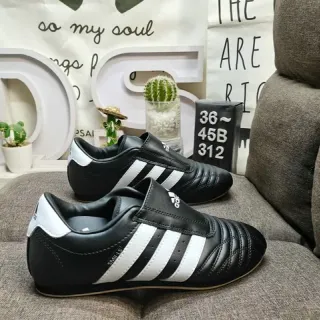 Adidas Black White Laceless Slip-On Quilted Upper Indoor Soccer Shoes