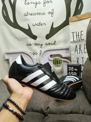 Adidas Black White Laceless Slip-On Quilted Upper Indoor Soccer Shoes 5