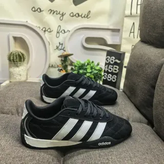 Adidas Black White Low-Top Suede-Like Upper Lifestyle Sneakers