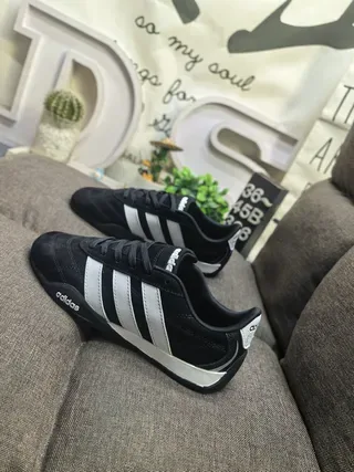 Adidas Black White Low-Top Suede-Like Upper Lifestyle Sneakers 7
