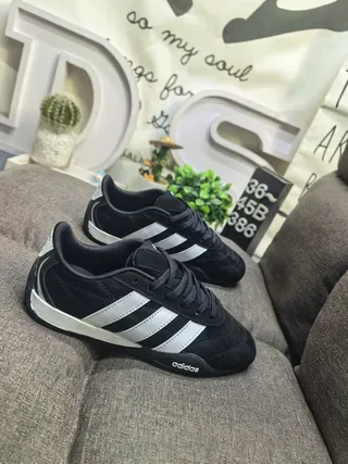 Adidas Black White Low-Top Suede-Like Upper Lifestyle Sneakers 9