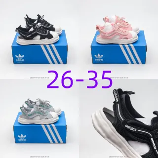 Adidas 黑色白色露趾网面休闲凉鞋