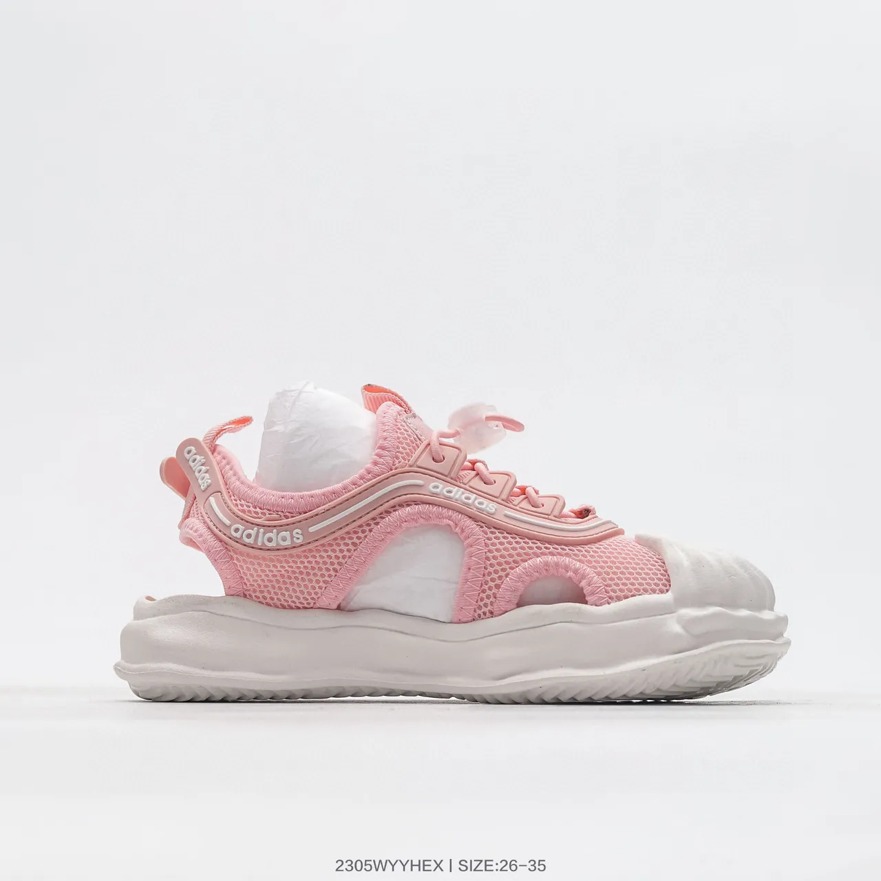 Adidas Sandales Casuales Noir et Blanc à Orteil Ouvert en Maille 12