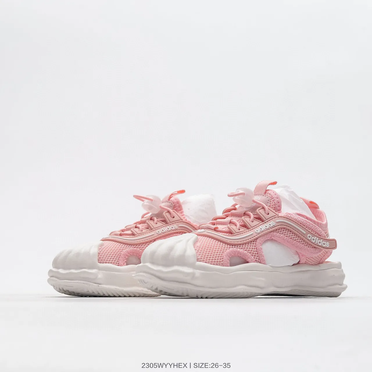 Adidas Sandales Casuales Noir et Blanc à Orteil Ouvert en Maille 15