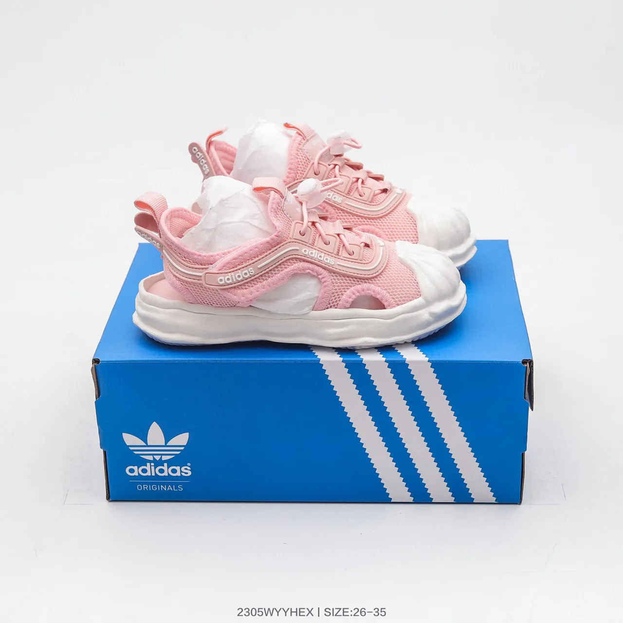 Adidas Sandales Casuales Noir et Blanc à Orteil Ouvert en Maille 16