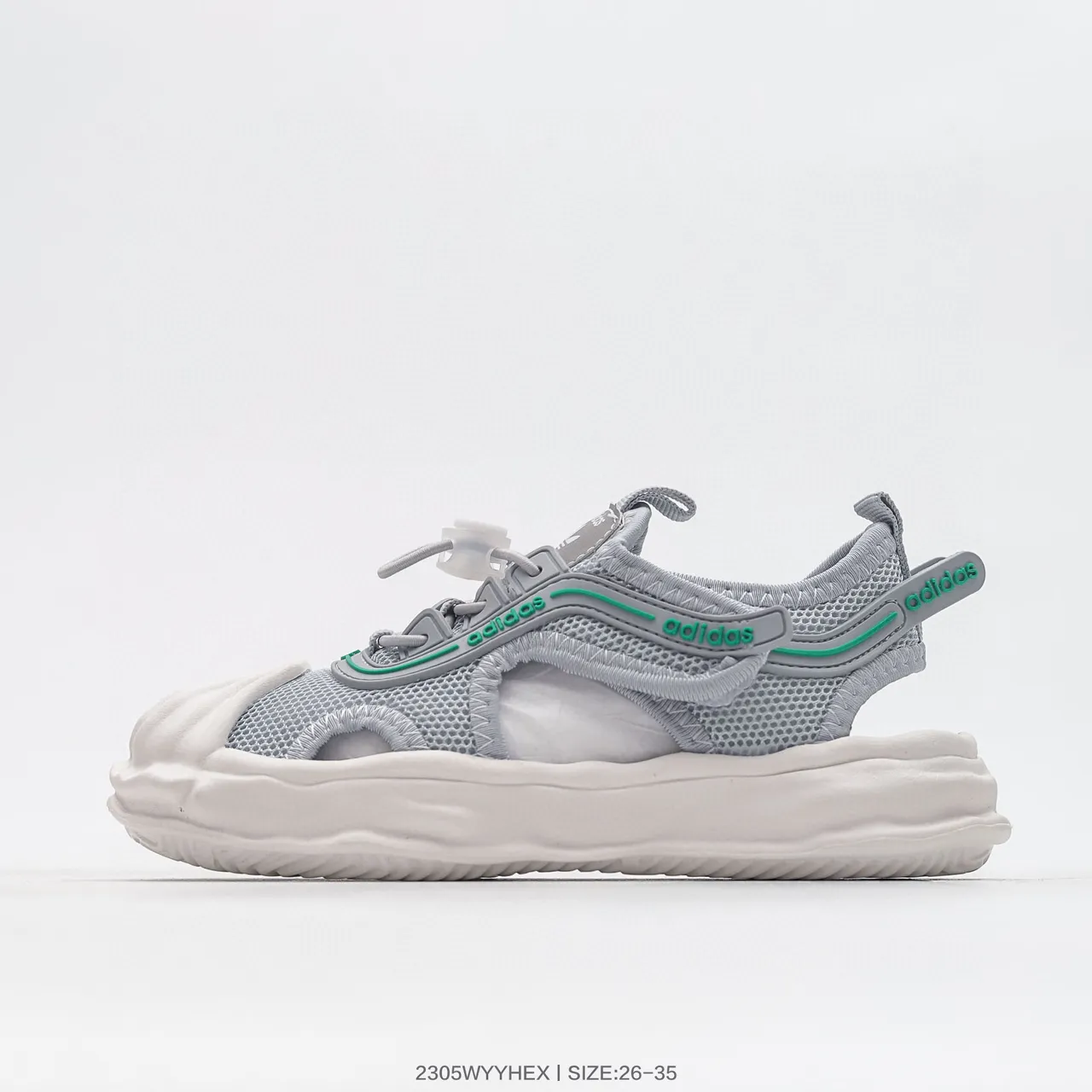 Adidas Sandales Casuales Noir et Blanc à Orteil Ouvert en Maille 17