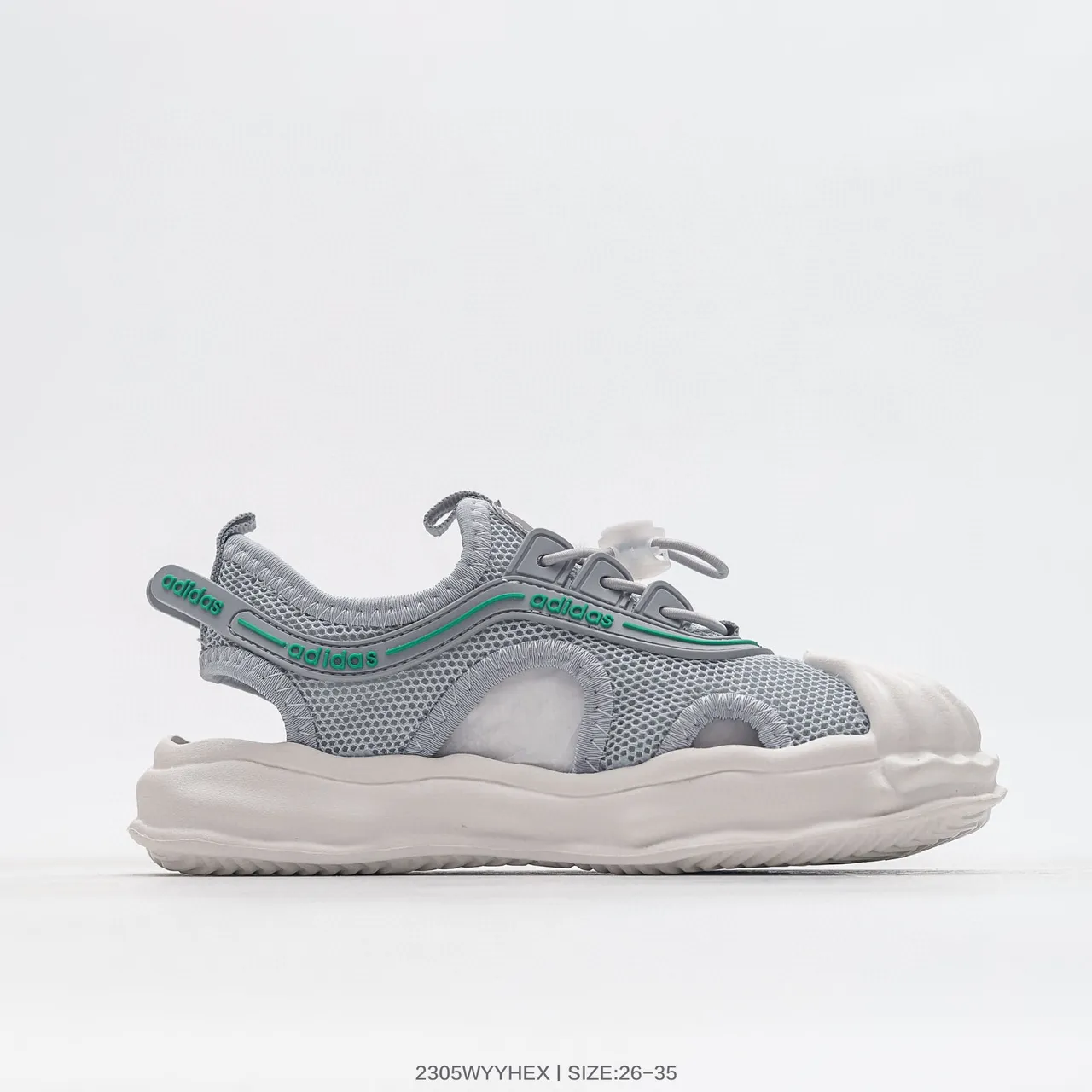 Adidas Sandales Casuales Noir et Blanc à Orteil Ouvert en Maille 18