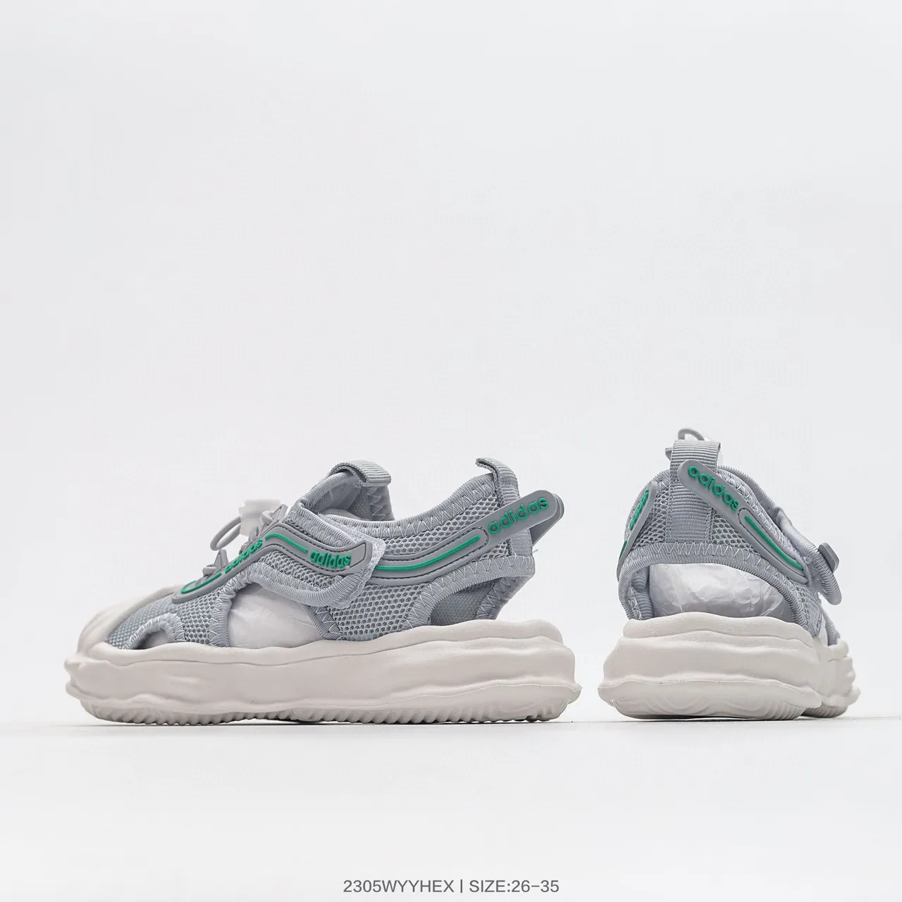 Adidas Sandales Casuales Noir et Blanc à Orteil Ouvert en Maille 20
