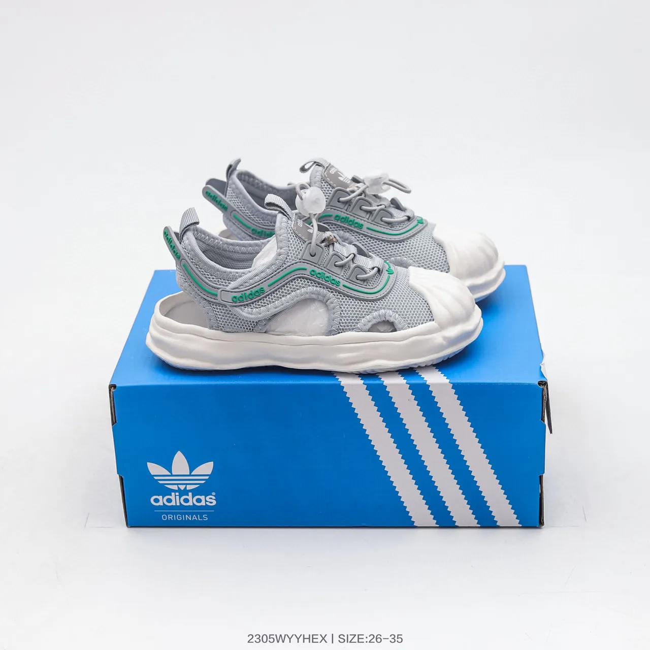 Adidas Sandales Casuales Noir et Blanc à Orteil Ouvert en Maille 21
