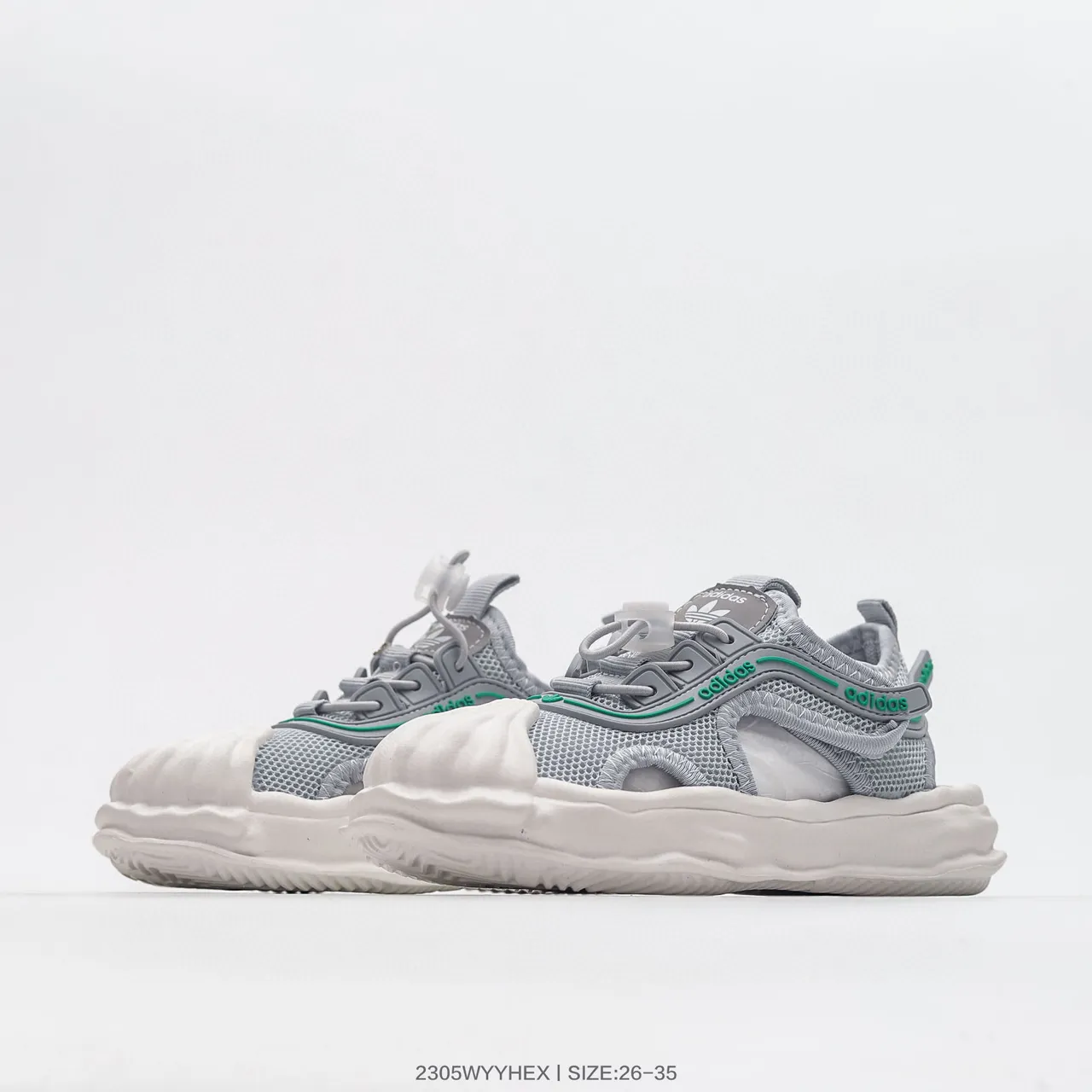 Adidas Sandales Casuales Noir et Blanc à Orteil Ouvert en Maille 22