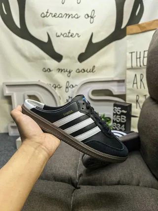 Adidas Black White Three-Stripe Side Panel Gum Rubber Cupsole Lifestyle Sneakers 5