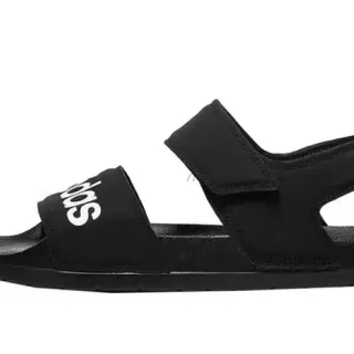 Adidas Sandales casuales noires et blanches à deux brides avec fermeture Velcro