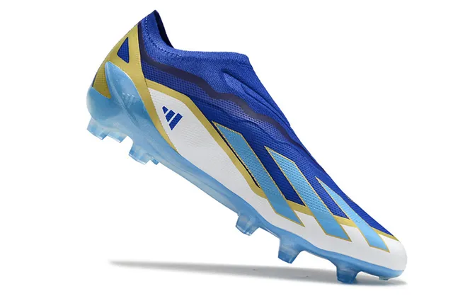 Adidas Blue Gold Low-Cut Sock-Fit Upper Wave-Patterned TPU Cage Firm-Ground Soccer Shoes 2