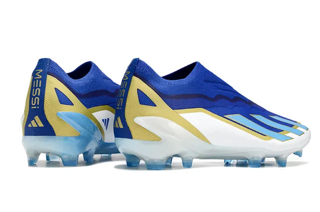Adidas Blue Gold Low-Cut Sock-Fit Upper Wave-Patterned TPU Cage Firm-Ground Soccer Shoes 5