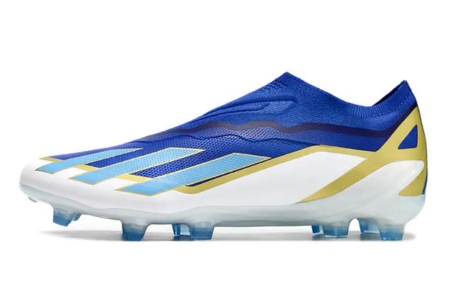 Adidas Blue Gold Low-Cut Sock-Fit Upper Wave-Patterned TPU Cage Firm-Ground Soccer Shoes 7