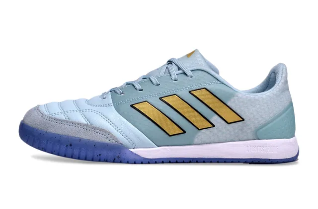 Adidas Blue Gold Sapatos de futebol indoor de material sintético com bico baixo 2