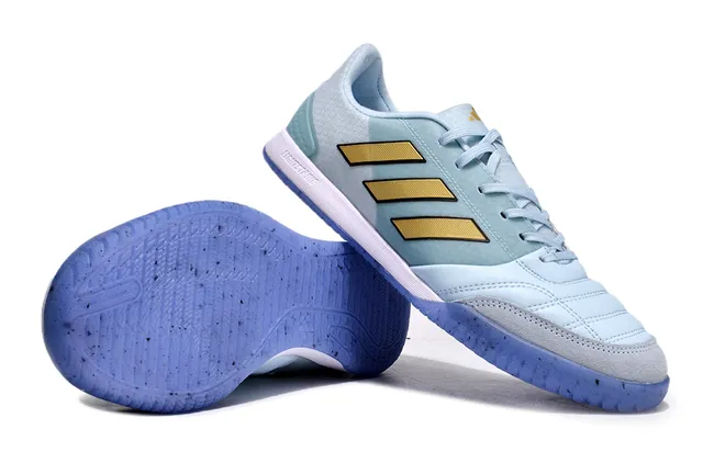 Adidas Blue Gold Sapatos de futebol indoor de material sintético com bico baixo 4