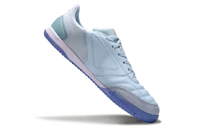 Adidas Blue Gold Sapatos de futebol indoor de material sintético com bico baixo 6