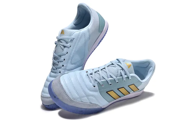 Adidas Blue Gold Sapatos de futebol indoor de material sintético com bico baixo 7