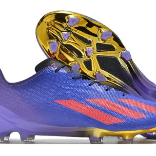 Adidas Blue Purple Low-Cut Knit Upper Metallic Gold Soleplate Firm-Ground Soccer Shoes